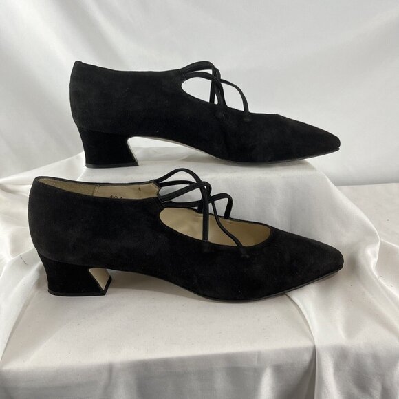 Career Moves Avila Vintage 90s Suede Ballerina Block Heel Shoes - Picture 2 of 14